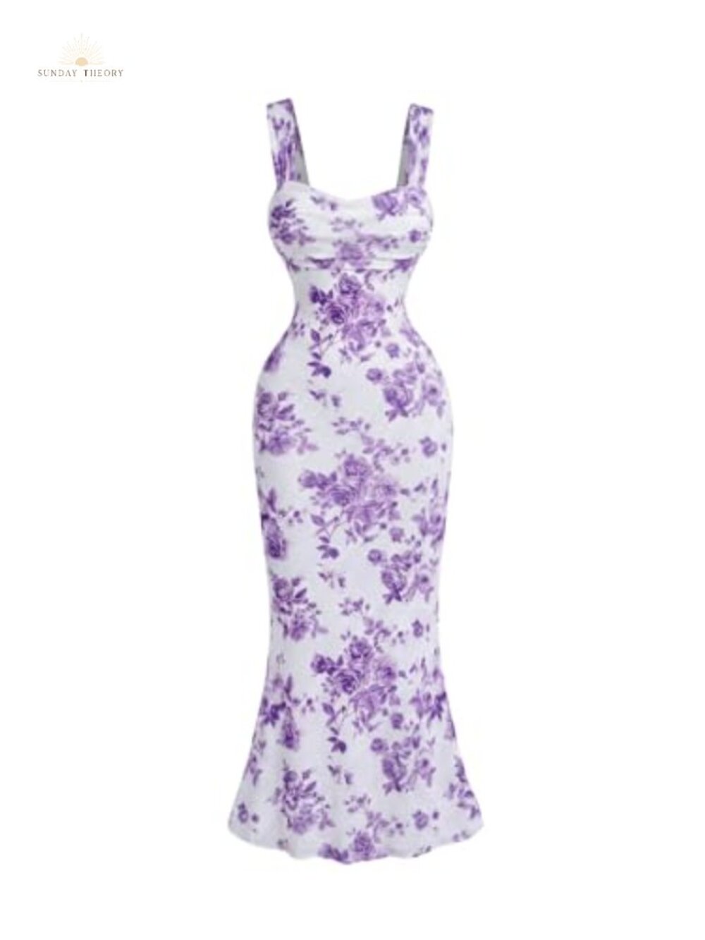 Women's Floral Mesh Ruffle Hem Sleeveless Midi Cocktail Dress